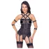 Cottelli Bondage - bandtop, handbojor och tanga (svart) - M