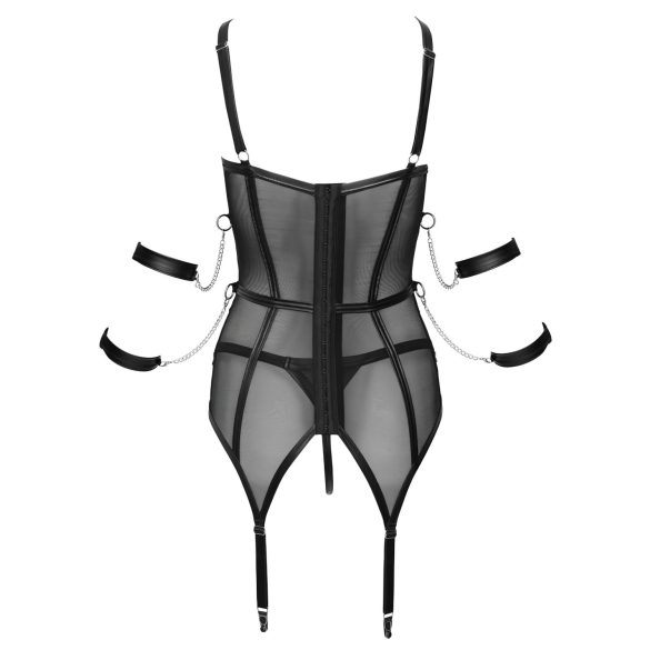 Cottelli Bondage - bandtop, handbojor och tanga (svart) - L