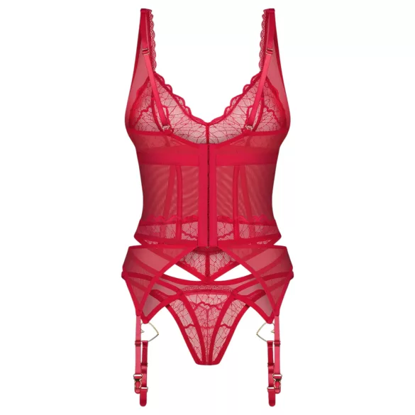 Obsessive Cupide Desir - genomskinlig spets set - röd