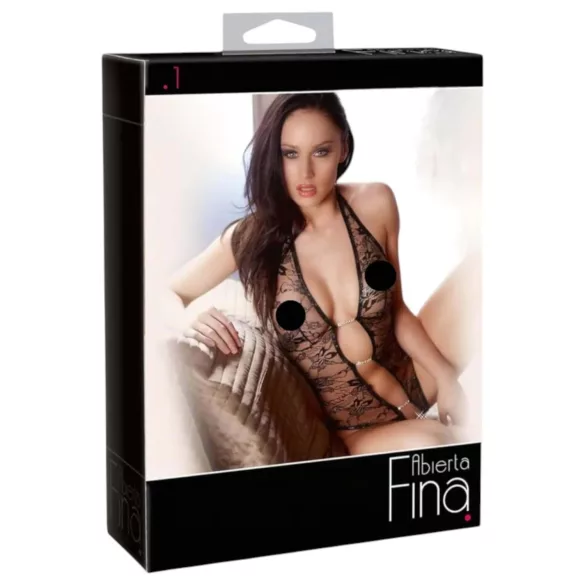 Abierta Fina - Bodysuit i spets - Djup urringning - Svart