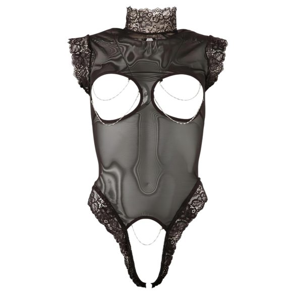 Abierta Fina - body - öppen front - spets svart - M