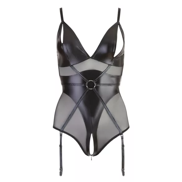 Cottelli Bondage - body med bojor - glänsande svart - M