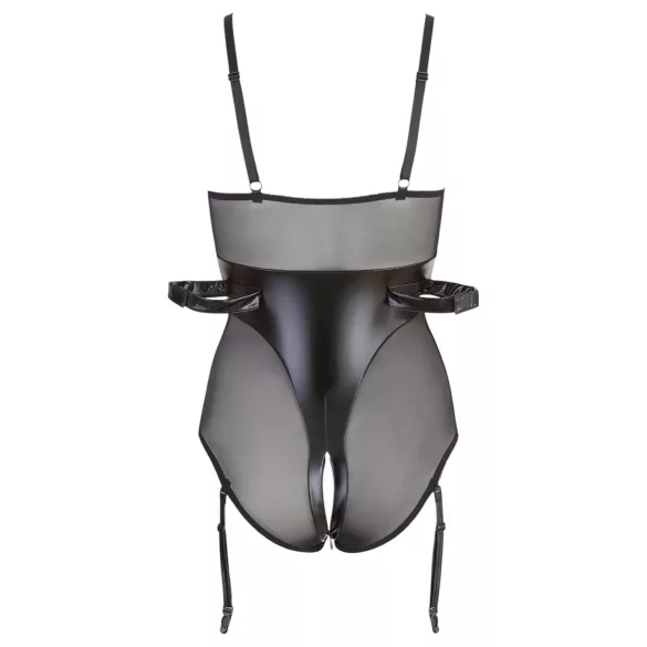 Cottelli Bondage - body med bojor - glänsande svart - M