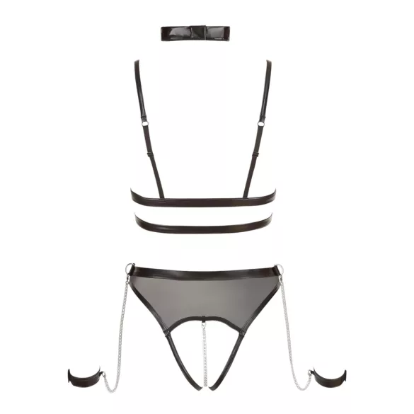 Cottelli Bondage - öppen body med remmar och kedjor - svart