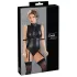 Cottelli Bondage - ärmlös glänsande body med handbojor - svart - M