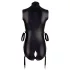 Cottelli Bondage - ärmlös glänsande body med handbojor - svart - XL