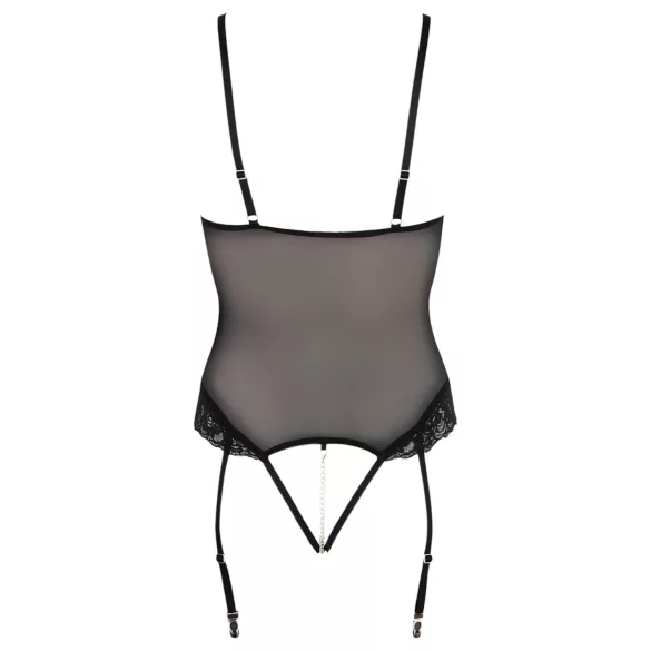 Cottelli Bondage - body med metallringar och handledsbojor - svart - M