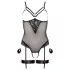 Cottelli Bondage - body med metallringar och handledsbojor - svart - XL