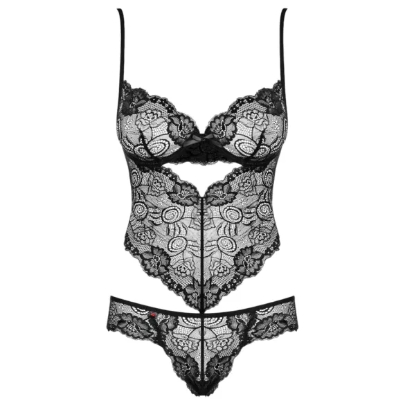 Obsessive - body för damer - blommig spets - svart - L/XL
