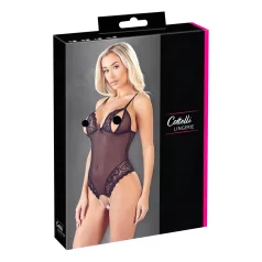 Cottelli - öppen body med spets och pärlor - svart - M