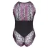 Cottelli Plus Size - spetsbody med blommor - svart/lila