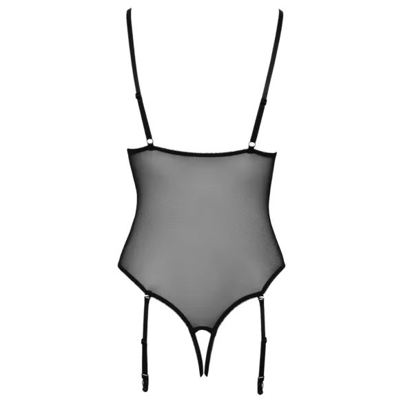 Cottelli - body med strumpebandshållare - öppen spets - svart - XL