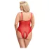 Cottelli Curves - body dam spets transparent röd - 3XL