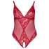 Cottelli Curves - body dam spets transparent röd - 3XL