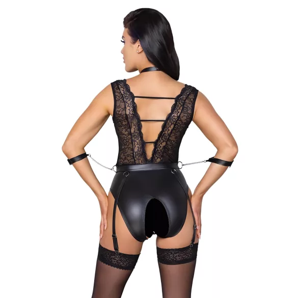 Cottelli Bondage - body med spets och halsband - svart