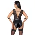 Cottelli Bondage - body med spets och halsband - svart - L