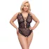 Cottelli Curves Plus Size - transparent mönstrad body - svart