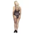 Cottelli Curves Plus Size - transparent mönstrad body - svart