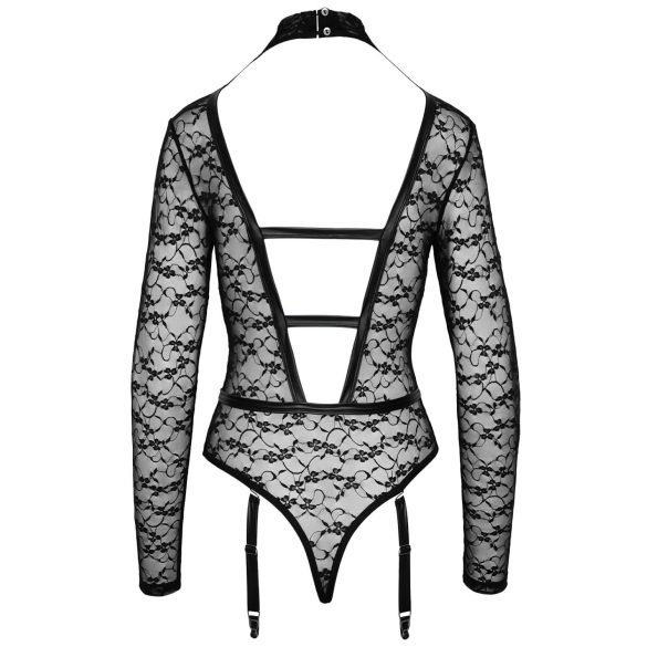 Cottelli - transparent kroppsbodysuit med band - svart