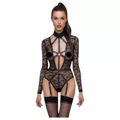Cottelli - transparent kroppsbodysuit med band - svart - M