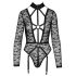 Cottelli - genomskinlig, rem-bodysuit (svart) - L