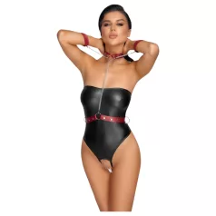Cottelli Bondage - glansig body med armbojor (svart)