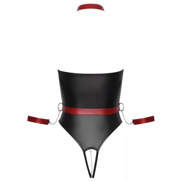 Cottelli Bondage - glansig body med armbojor (svart)