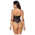 Cottelli Bondage - glansig body med armbojor (svart)