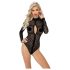 Noir - långärmad body med leopardmönster (svart) - M