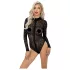 Noir - leopardmönstrad långärmad body (svart) - M