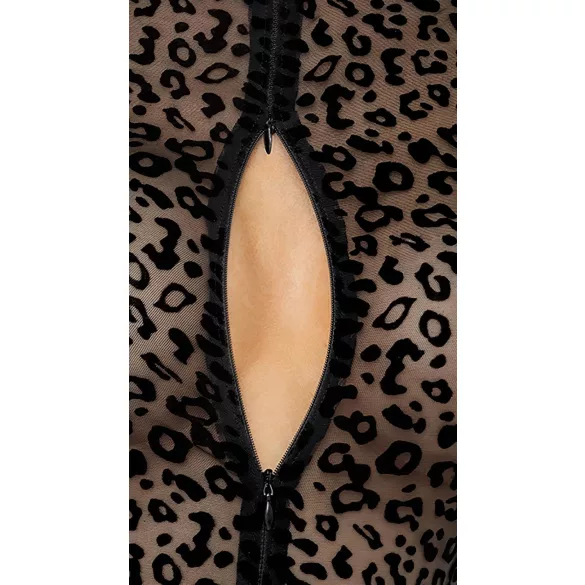 Noir - leopardmönstrad långärmad body (svart) - M