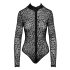 Noir - långärmad body med leopardmönster (svart) - M