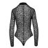 Noir - långärmad body med leopardmönster (svart) - M