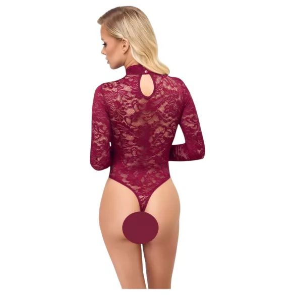 Cottelli - transparent spetsbody (röd) - M