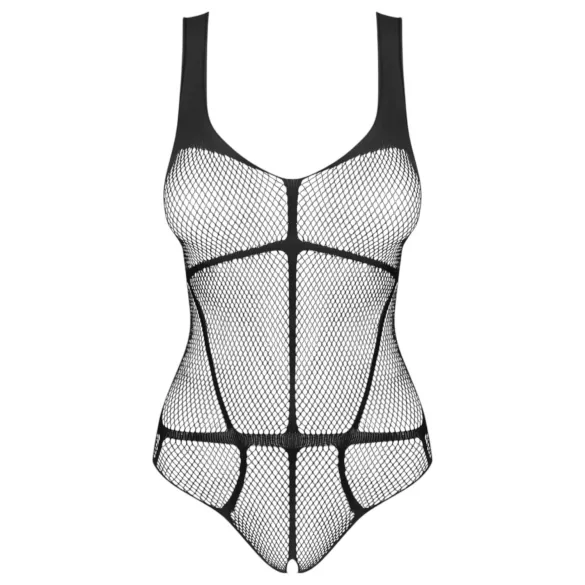 Obsessive - nätbody med öppen gren - transparent svart - S-L
