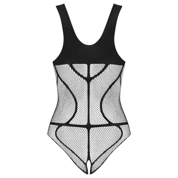 Obsessive - nätbody med öppen gren - transparent svart - S-L