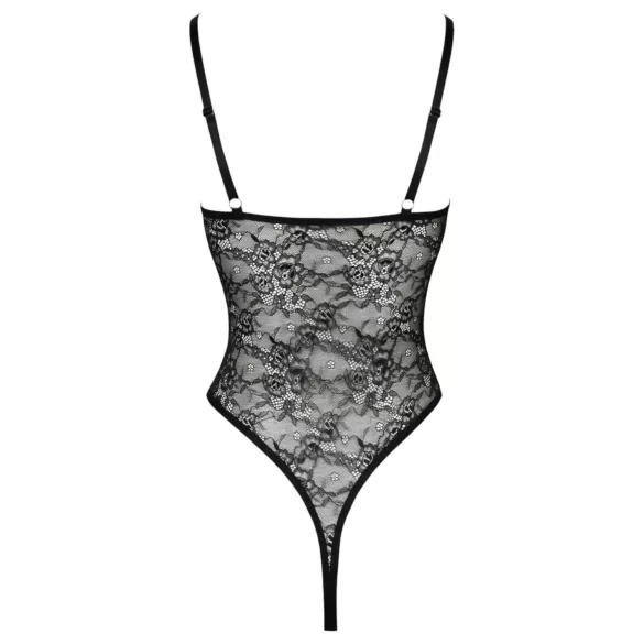 Cottelli - transparent öppen spetsbody - svart - L