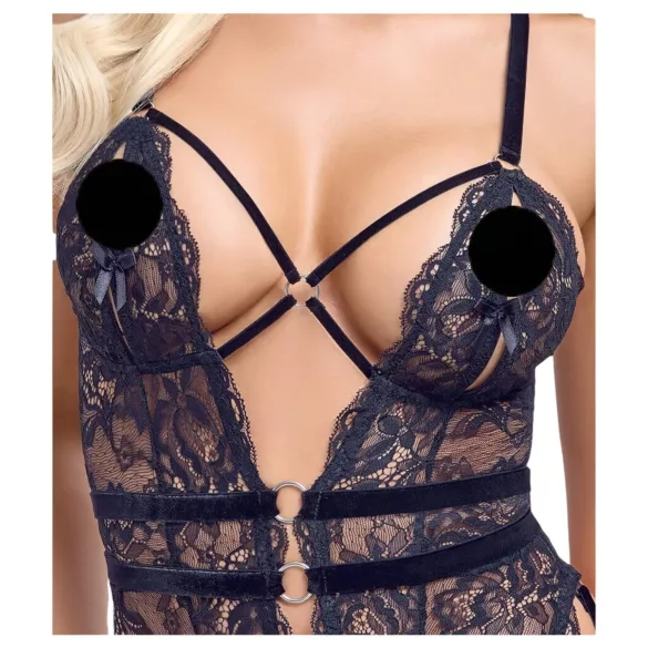 Cottelli - öppen body med remmar - svart - L