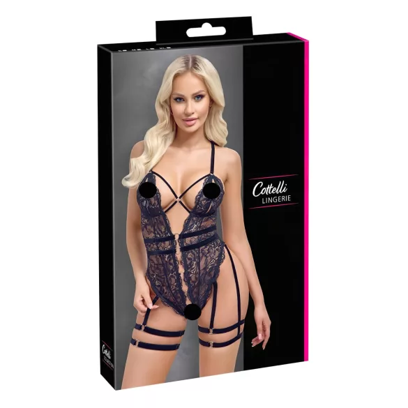 Cottelli - öppen body med remmar - svart - L