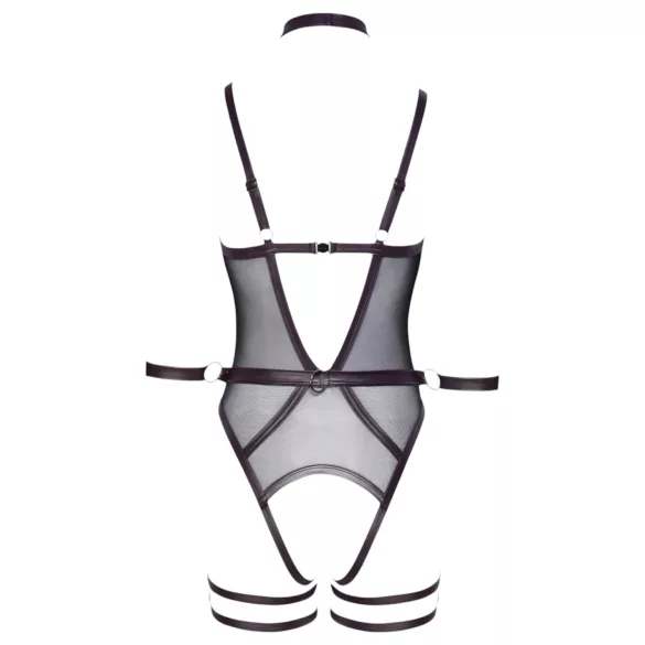 Cottelli Bondage - öppen body med handledsbojor - svart