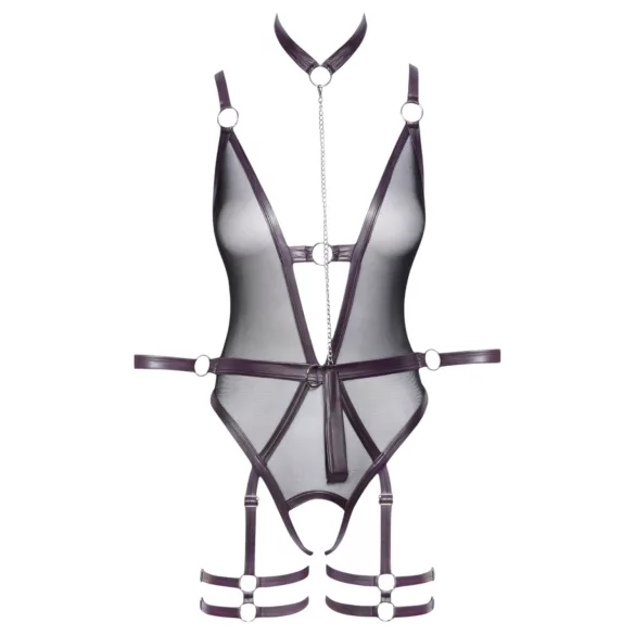 Cottelli Bondage - öppen body med handledsbojor - svart - XL