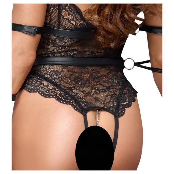 Cottelli Bondage - öppen spetsteddy - svart