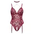 Cottelli Curves - body med kedjedetaljer - röd spets - 3XL