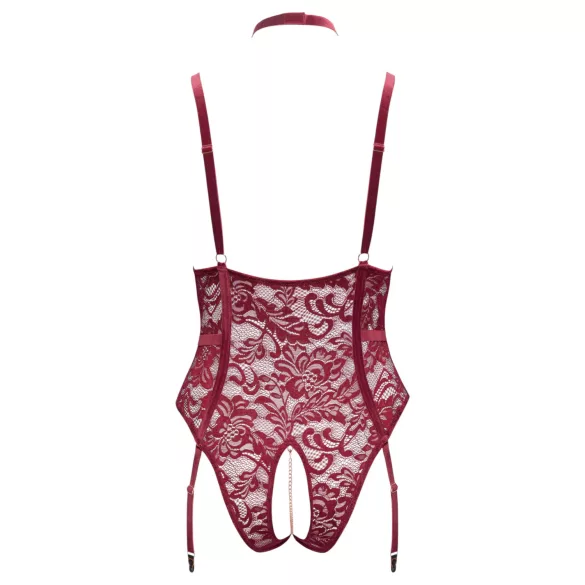 Cottelli Curves - body med kedjedetaljer - röd spets - 3XL