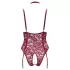 Cottelli Curves - body med kedjedetaljer - röd spets - 3XL