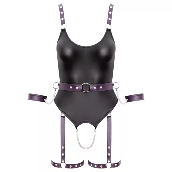 Cottelli - öppen bondagebody med handbojor - svart - M