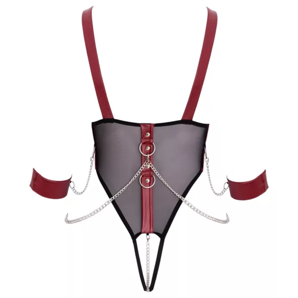 Cottelli Bondage - öppen body med remmar och kedja - svart