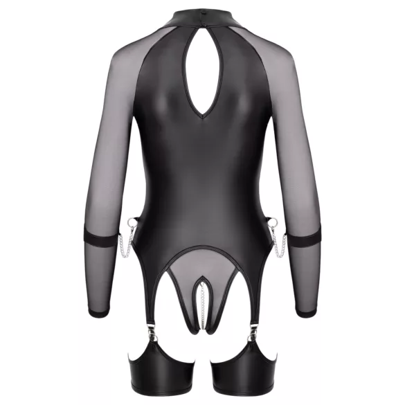 Cottelli Bondage - transparent topp med handbojor - svart - M