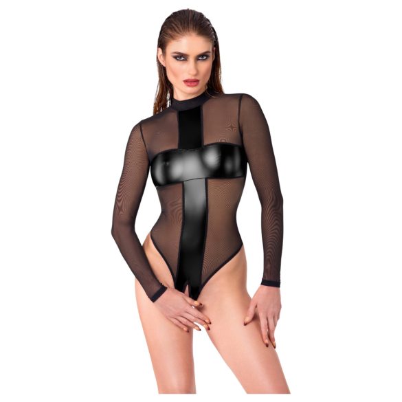 Noir - transparent, korsetterad body (svart) - M