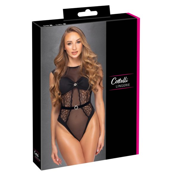 Cottelli - body med spets - transparent - svart
